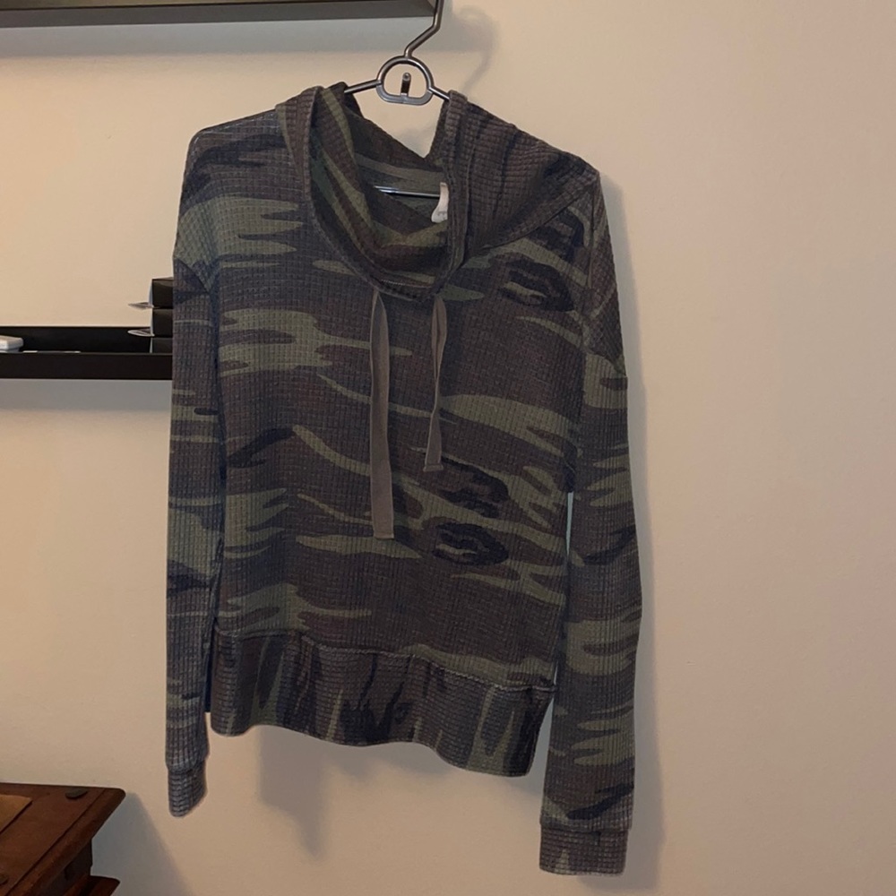Altar’d State Cowlick Neck Camo Sweater